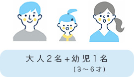 画像：大人2名+幼児1名（3～6歳）の場合